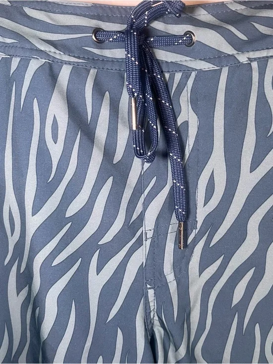 Fair Harbor The Ozone Zebra-Print Swim Shorts Teal & Aqua Tiger Stripe Large - Picture 3 of 8